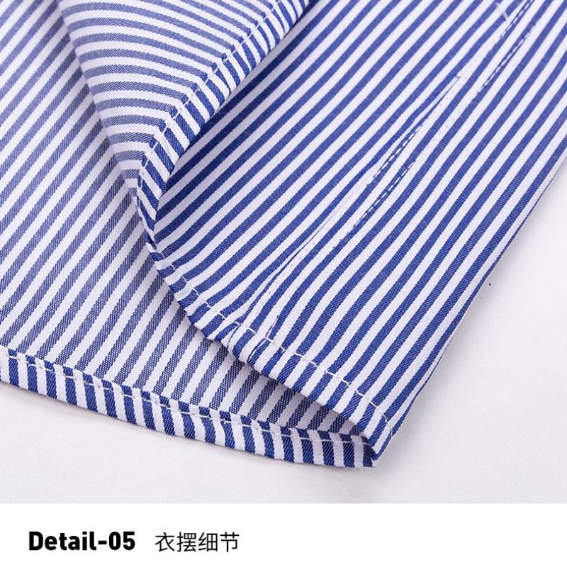 6XL Work Blue White Shirt Long Sleeves Men Formal Shirt Long Sleeve Office Solid Color Classic Striped Fashion Business Pocket