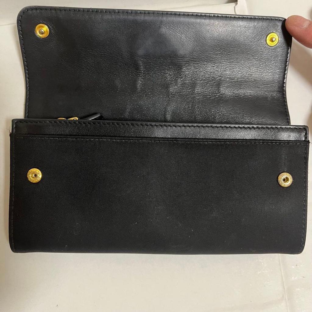 Used PRADA Bi-fold long wallet Black 1M1037 With guarantee card and box
