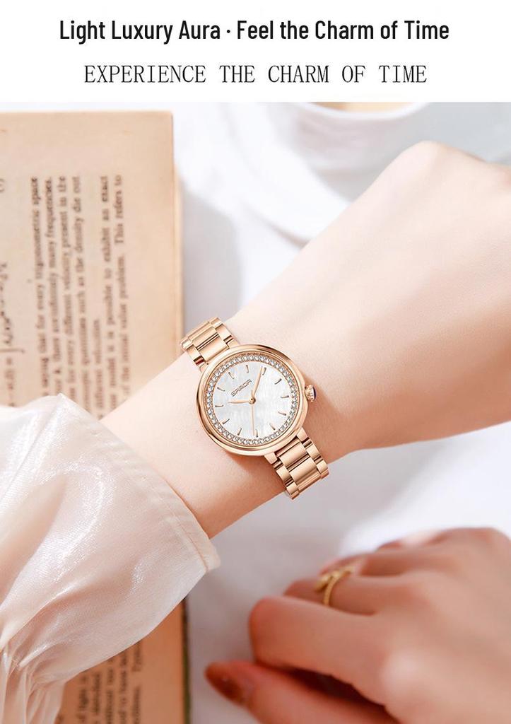 Sanda Women's Diamond-Studded Quartz Watch: Fashionable, Light Luxury, Versatile Steel Band 