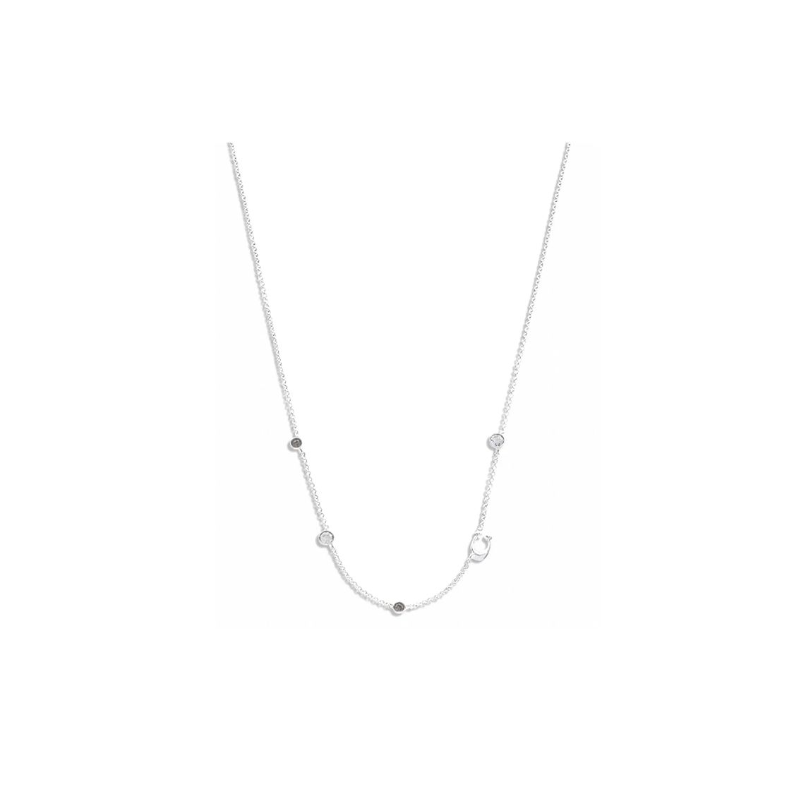 

COACH Exquisite Light Luxury Temperament Glass Brass Necklace Women necklace Silver C9448-ABJ Basic Packaging-Box Not Included,F,Silver
