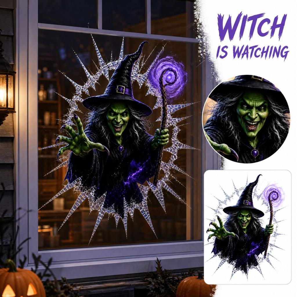 Halloween Window Sticker House Scene Holiday Decoration for Home