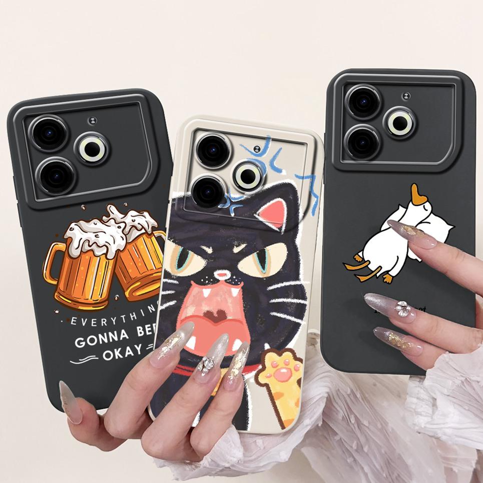 Cartoon Fashion Back Cover For Tecno Pova 6 Neo Pova6 Neo Phone Case Silicone Soft TPU Dragon Astronaut Black Cat Funda Bumper