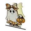 Teak Wood Napkin Stand Halloween Wooden Holder for Table Decor, Decorative Organizer Dispenser, Rustic Tabletop Cartoon Freestanding Paper Towel