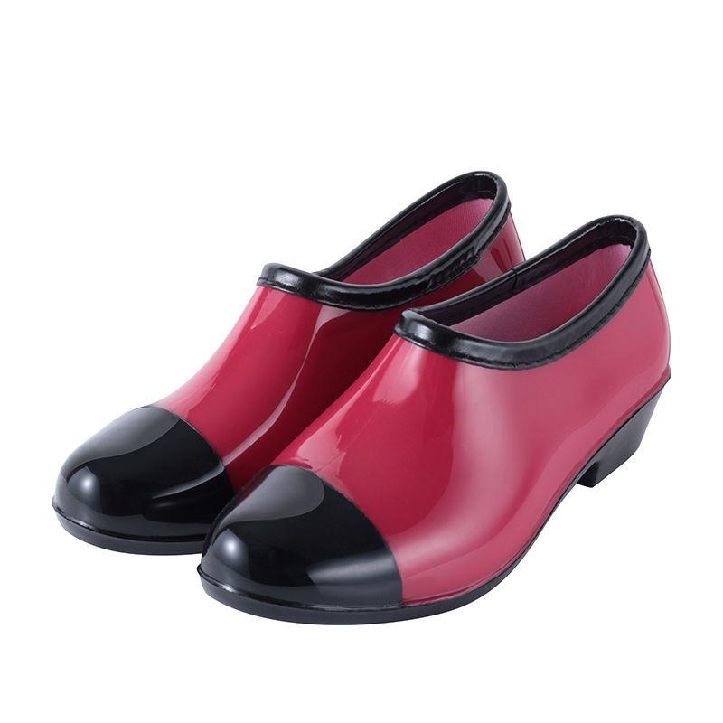 Low-top kitchen work rain shoes women's water shoes light-mouth rain boots spring and summer low tube anti-skid car wash anti-skid rubber shoes