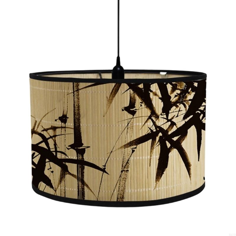 Removable Bamboo Hanging Light Shade Quick Setup Plant Theme Lights Cover Easy Mounting Suitable for Modern Interiors M4YD