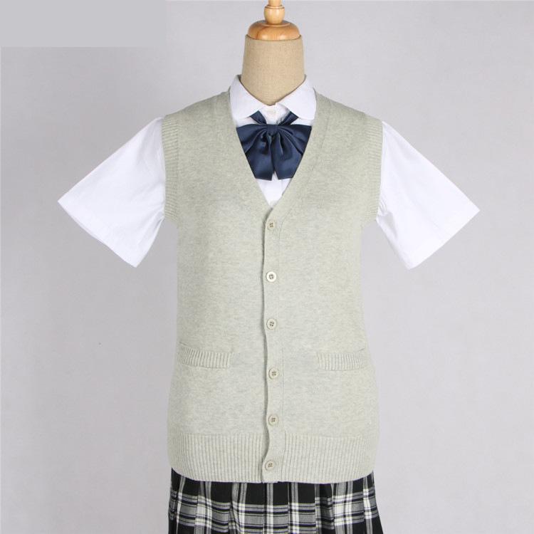 Japanese Girl College Students Sweater Waistcoat V-neck JK Uniform Knitted Cardigan Vest Campus Spring And Autumn Daily Clothes
