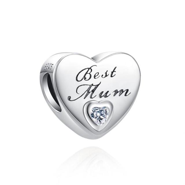 New Best Mom Dad Daughter Son Wife Brother Heart Charm Bead Fit Original Fashion Bracelet Diy Jewelry Women