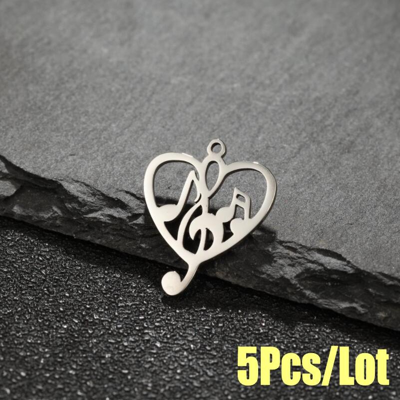 Stainless Steel Geometric Music Note Necklace Pendant