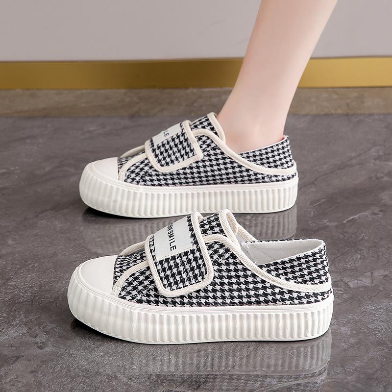 Pregnant women sports shoes spring Velcro wide fat feet outer wear canvas shoes soft baseplate shoes