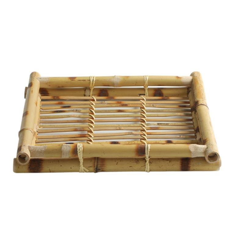 Handwoven Bamboos Serving Tray For Restaurants Hotels And Family Gatherings Sturdy Easy To Cleaning