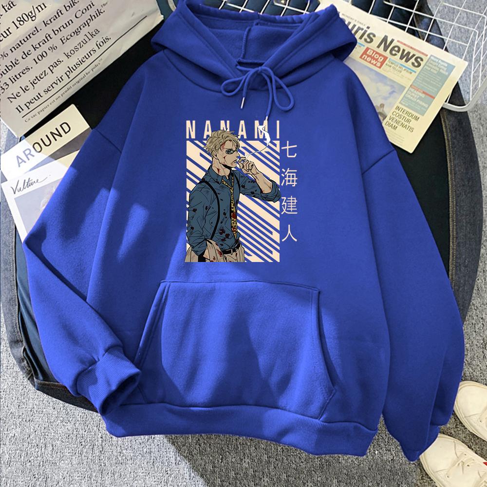 Japan Anime Jujutsu Kaisen Nanami Kento Graphic Hoodies Oversized Hooded Sweatshirt Long Sleeves Cotton Hoodie Men Women Clothes