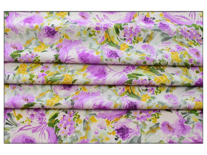 Tessuto Chiffon Crepe di Seta Francese Viola Romantico - Morbido, Non Trasparente, Stampa Primavera & Estate