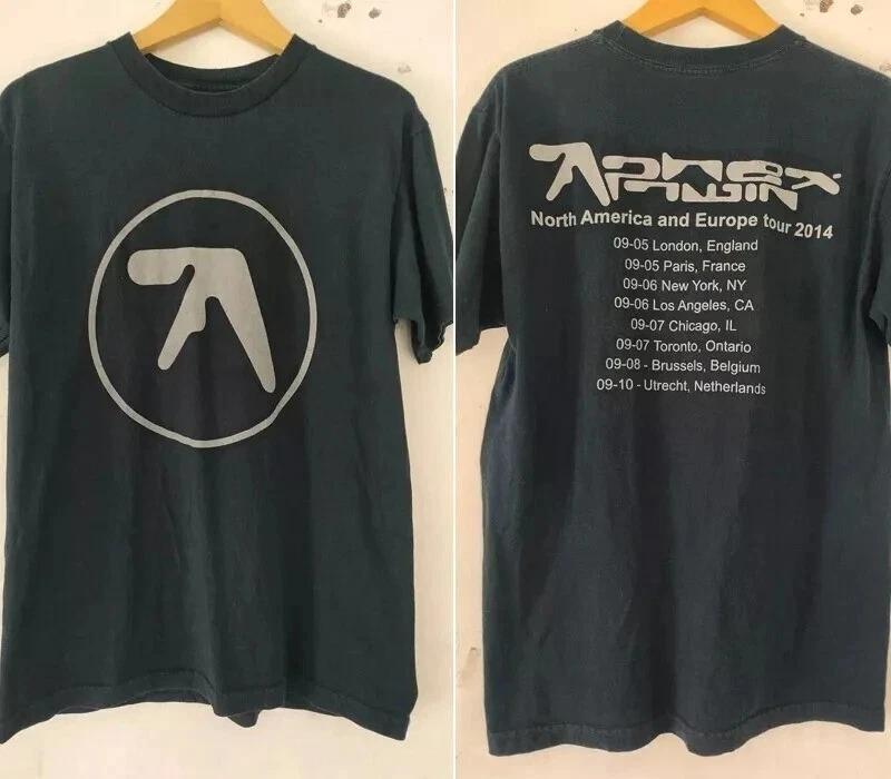 

Унисекс хлопковая футболка Aphex Twin 2014 года с логотипом и датами S