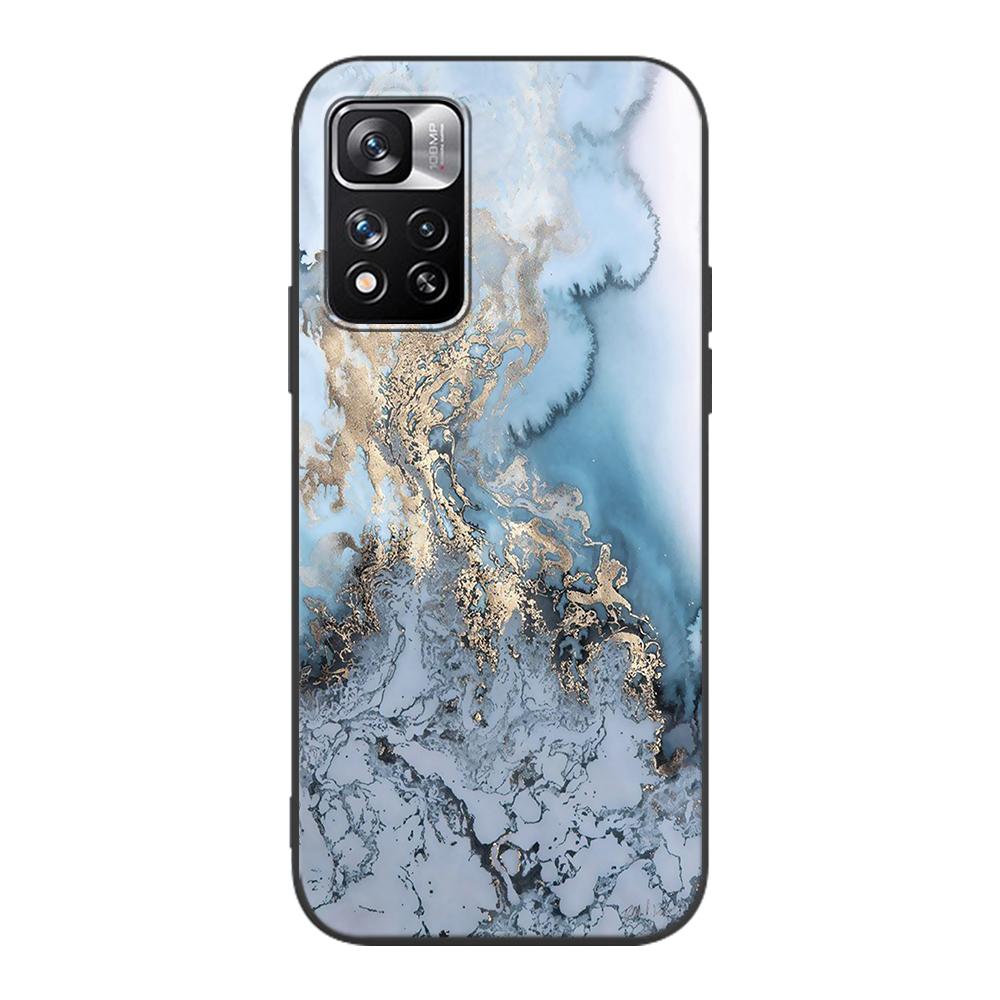 Schicke Marmor-Goldfolienhülle für Xiaomi Redmi Note 9S 9 8 10 11 Pro 9C 9A 7 8T 7A 8A 6A 6 10S Schwarze weiche Silikon-Telefonabdeckung Coque