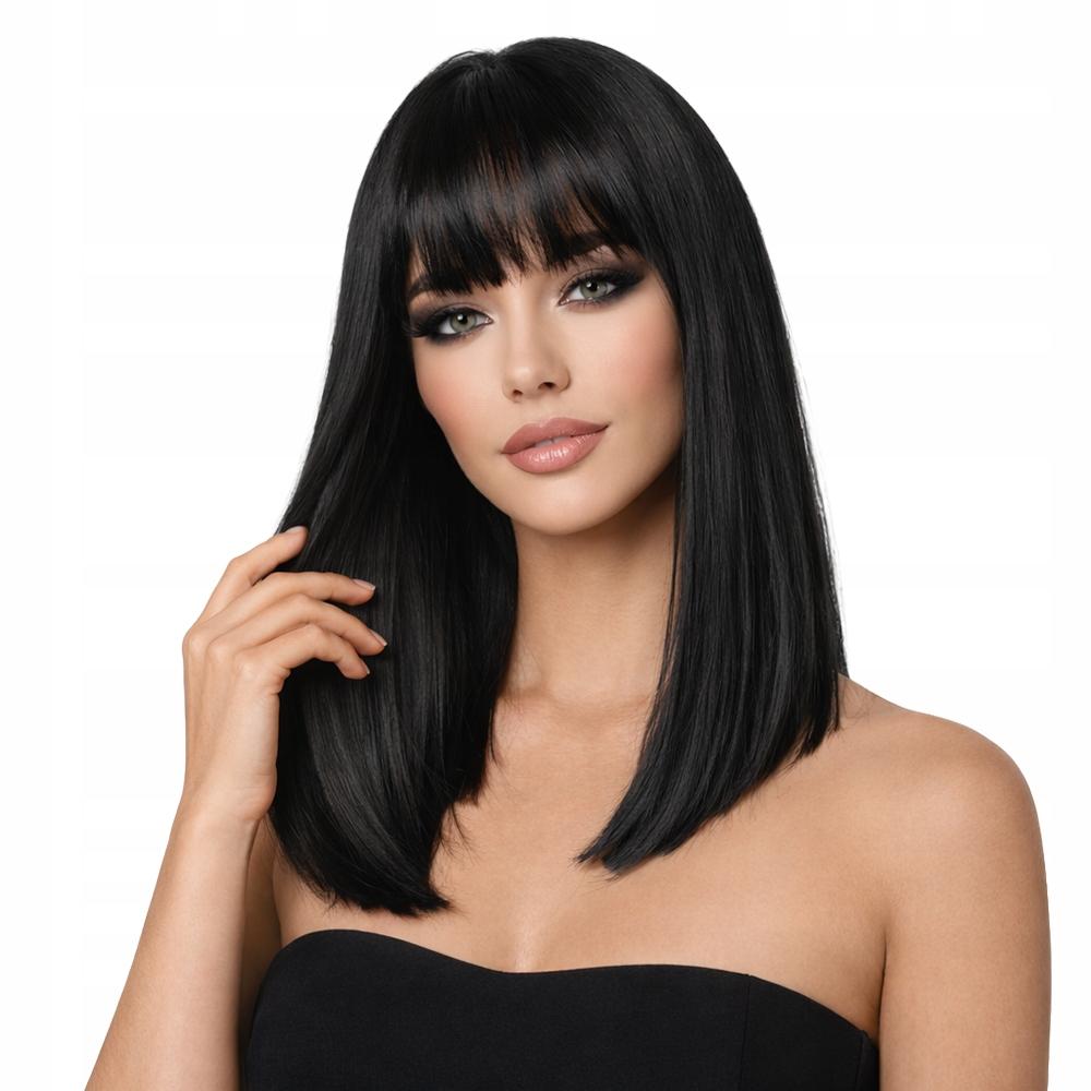 LUVU WIG women' with bangs black BRUNETTE hair straight LIKE NATURAL