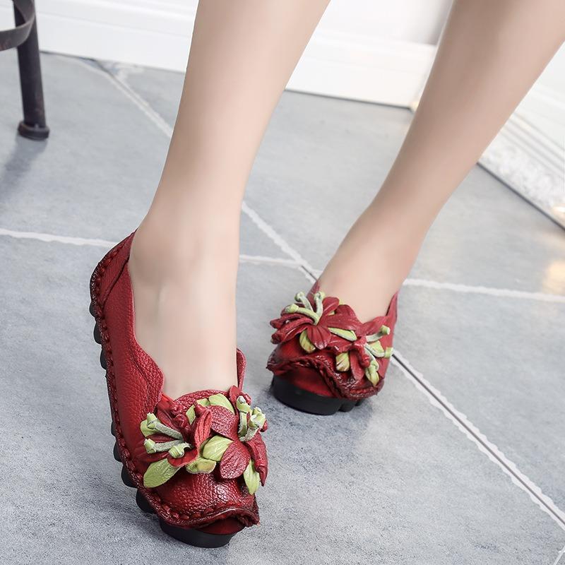 

Yellow Red Black Blue Spring Summer Autumn Loose Sandals Flower Shoes Lady s s Flat Bottom Shoes Shoes Soft 41EU/CN42 красный