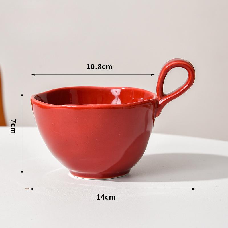 

Минималистичная кружка для кофе с ручкой, для латте, овсянки, завтрака, однотонная, короткая, пузатая, с широким горлом, скандинавская, керамическая 300ml