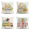 New Cute Easter Bunny Sofa Pillowcase with Zipper Polyester Cushion Cover Print Pattern Soft Pillow Cases Home Party Decor