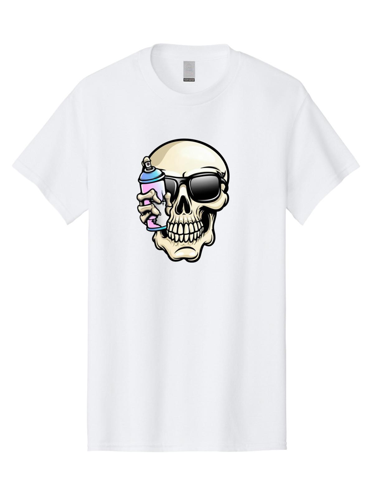 Skull-With-Sunglasses-And-Spray Mens Graphic Tee,100% Cotton, Casual Summer Wear S разноцветный
