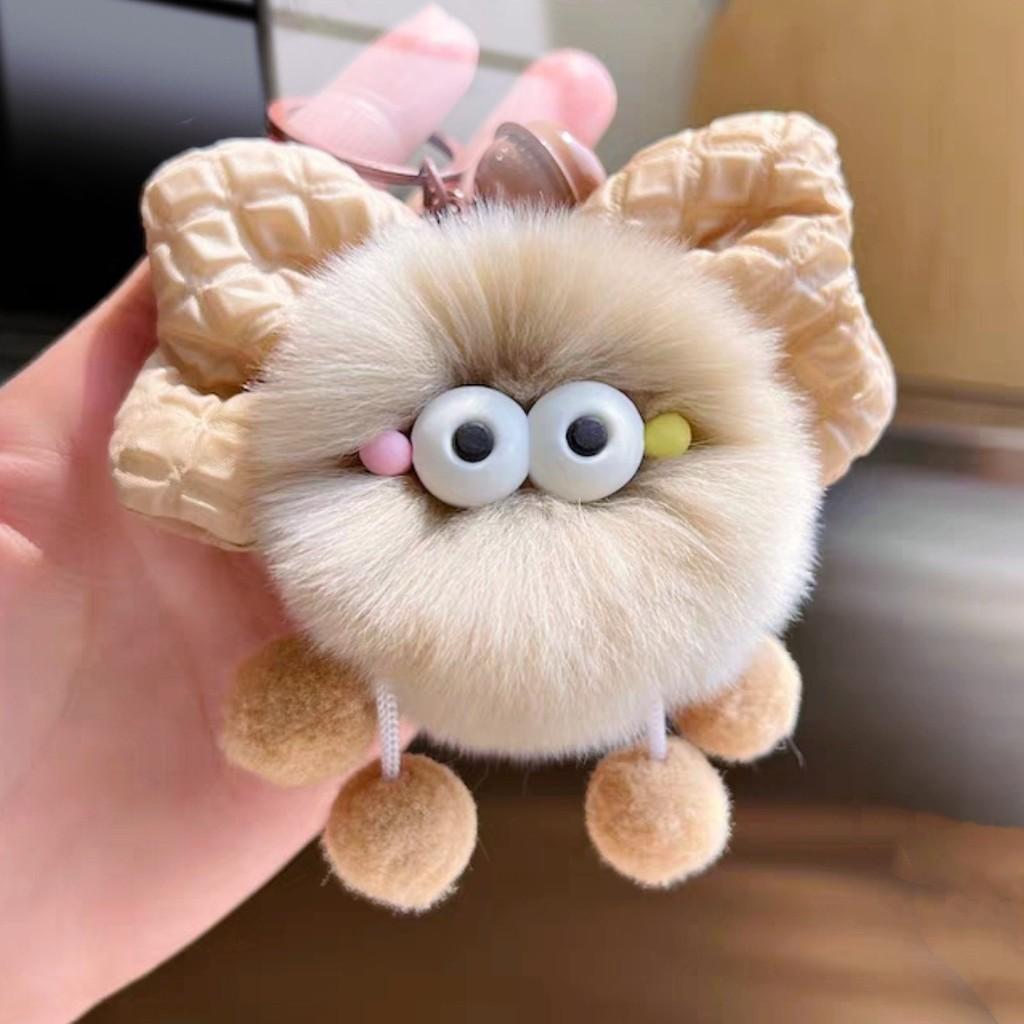 Rex Cute Rabbit Bow Briquettes Elf Action Bag Hanging Cartoon Plush Keychain Toy