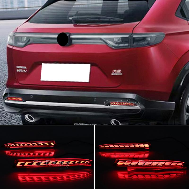 1 Pair LED Bumper Light Rear Fog Lamp Brake Light Dynamic Turn Signal Reflector For Honda HR-V HRV RS