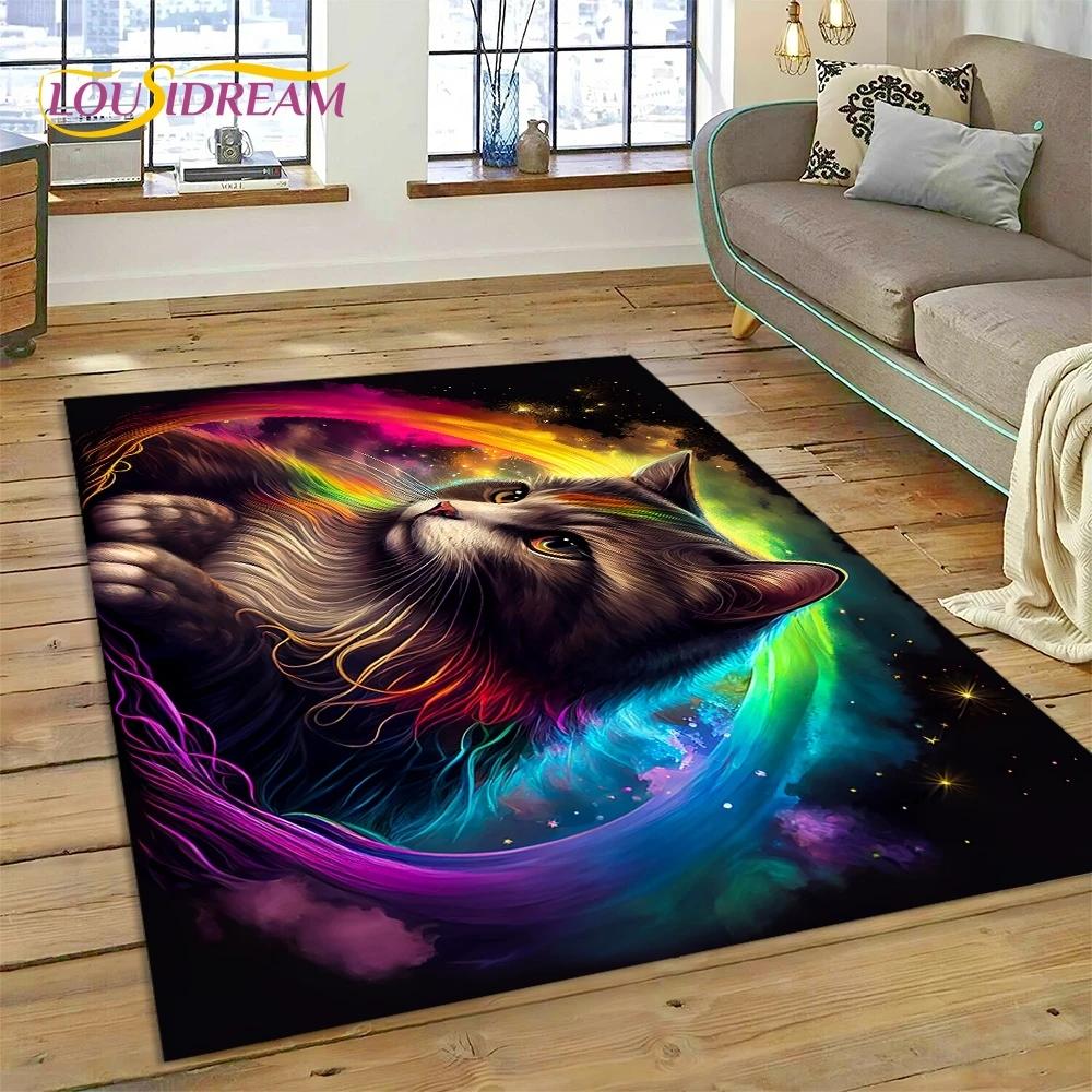 3D Persian Cat,Cute Calico Cat,Ragdoll Cartoon Rug Carpet for Living Room Bedroom Home Decor,Non-slip for Sofa  Doormat Gift Kid