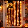 Entryway Festival Atmosphere Props Lighted Halloween Rag Flag Banner, Orange Black Pumpkin Ribbon Wall Party Background Supplies Hanging Decoration