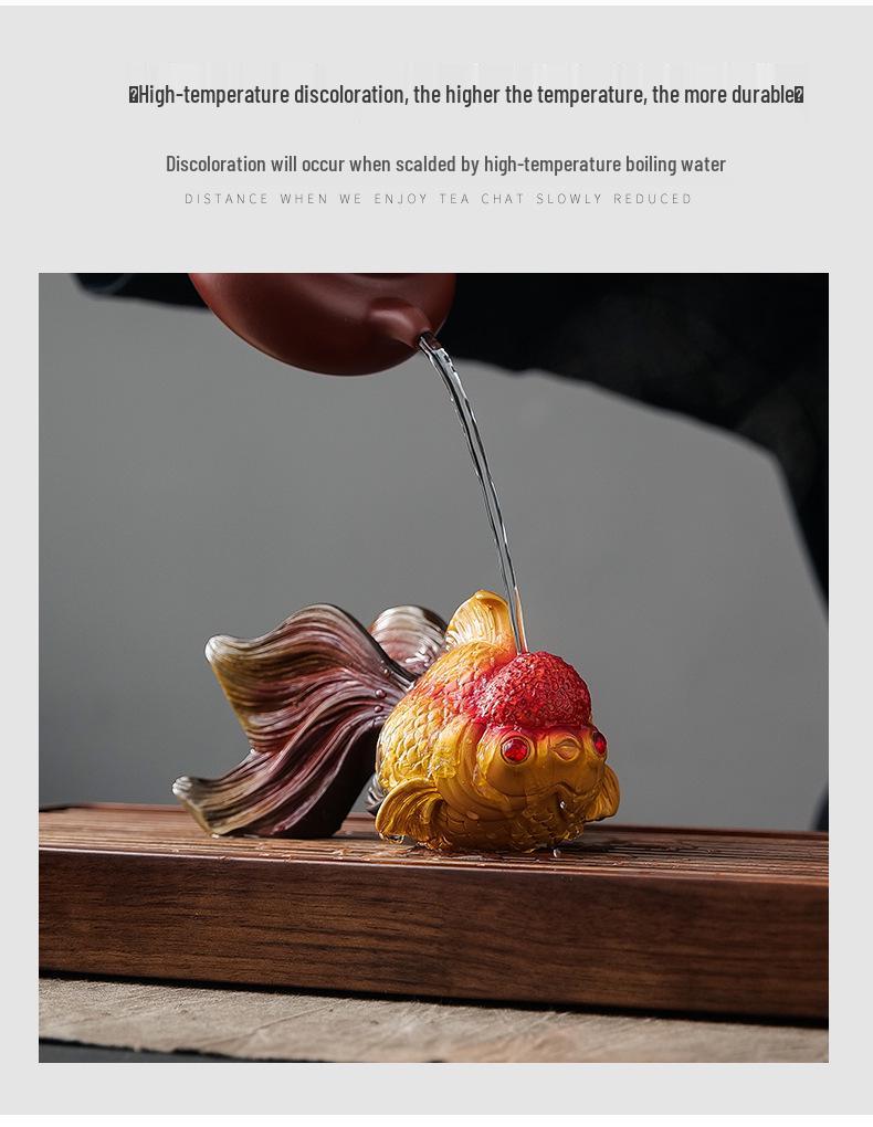 Resin Color-Changing Golden Fish Tea Pet - Handmade Tea Table Decoration
