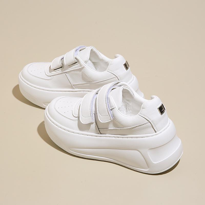 Versatile Velcro Little White Shoes Women's Autumn New Thick Baseplate Shoes Heightening Cake Pine Sports Casual Shoes
