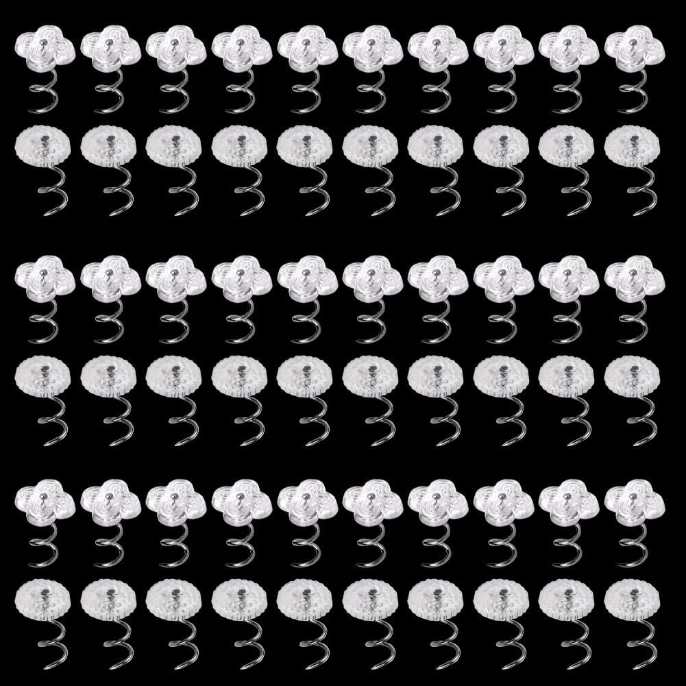 LUNARM 40 PCS Upholstery Tacks Clear Heads Twist P with Storage Box, 2 Styles Bedskirt Tacks P for Upholstery, Slipcovers, and Bedskirts Decoration