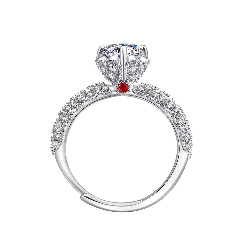 Open Adjustable European and American Style New Imitation Mosane Diamond Adjustable Girls' Ring Fashionable Creative Ring