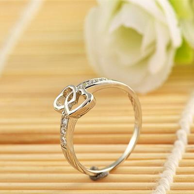 925 Sterling Silber Ringe Schöne Hübsche Mode Hochzeit Herz Party Weiß Gold Farbe Nette Frauen Stein Kristall Luxus Schmuck