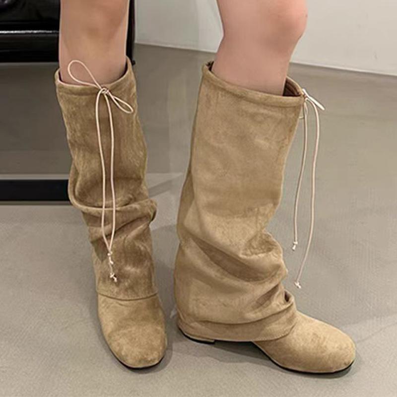 Flats Women High Boots Suede Designer Shoes Winter Dress Knee High Woman Boots 2025 New Trend Goth Chelsea Botas Mujer
