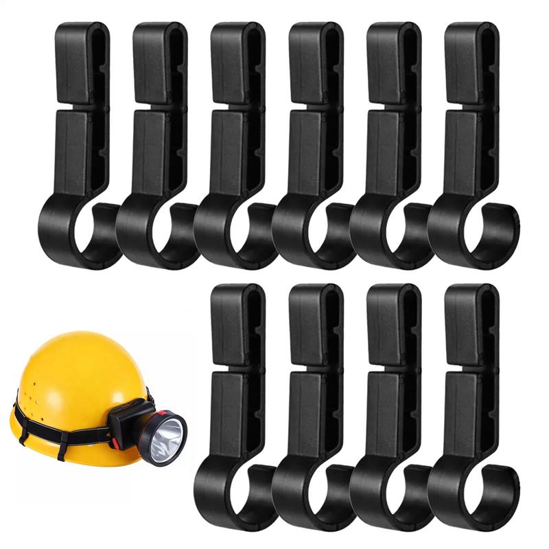 10Pcs Plastic Helmet Clips Attachment Head Light Clamps Black Set Headlamp Hard Hat Safety Caps Hook Outdoor Tools