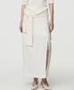 Umamung Japanese Crinkled Linen Side Slit Maxi Skirt_Pearl