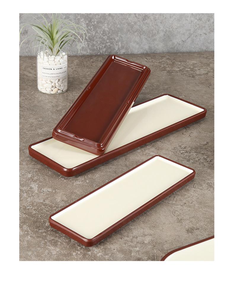 Rectangular Faux Porcelain Melamine Sushi Platter - Artistic Dishware for Hotels and Restaurants