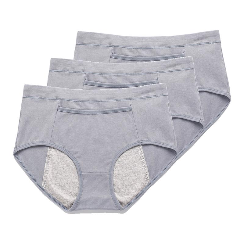 3Pcs Women's Menstrual Underwear Leakproof Briefs Ladies Comfortable High Waist Panties Hygienic Plus Size Pants L-4XL
