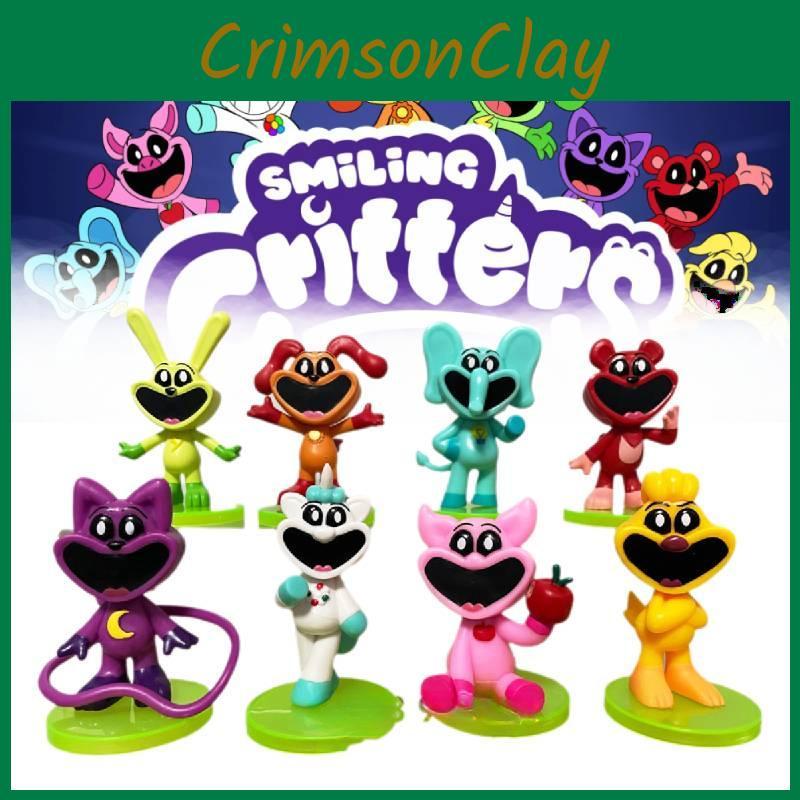 Adorable 8-9cm Smiling Animal Figurines Cake Toppers 8-pack 3d Models