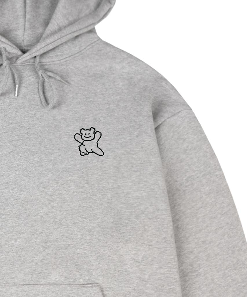 [Unisex] Small Line Bear Smile Hoodie_Gray