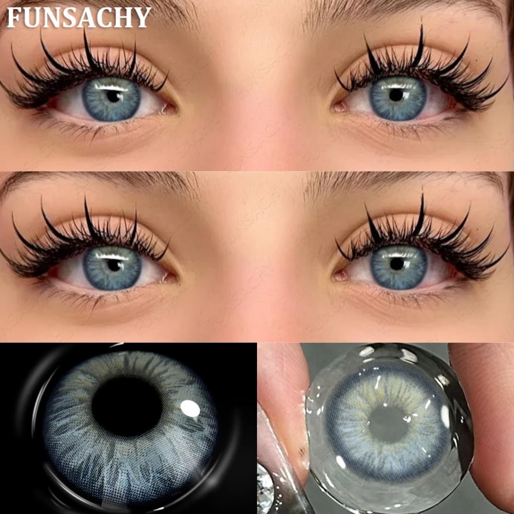 FUNSACHY 1 Pair Colored Contact Lenses for Eyes Blue Lens Gray Green Eye Makeup Natural Lenses Fashion Beauty Cosmetics Pupils
