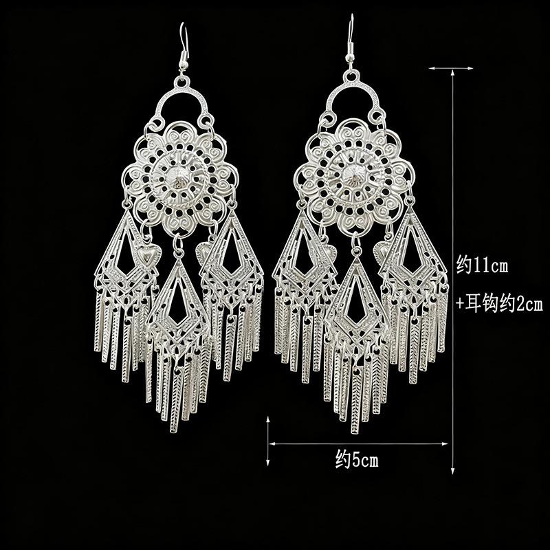 Ethnic style earrings Alloy silver-plated Miao ethnic minority Dong Yi earrings Earrings