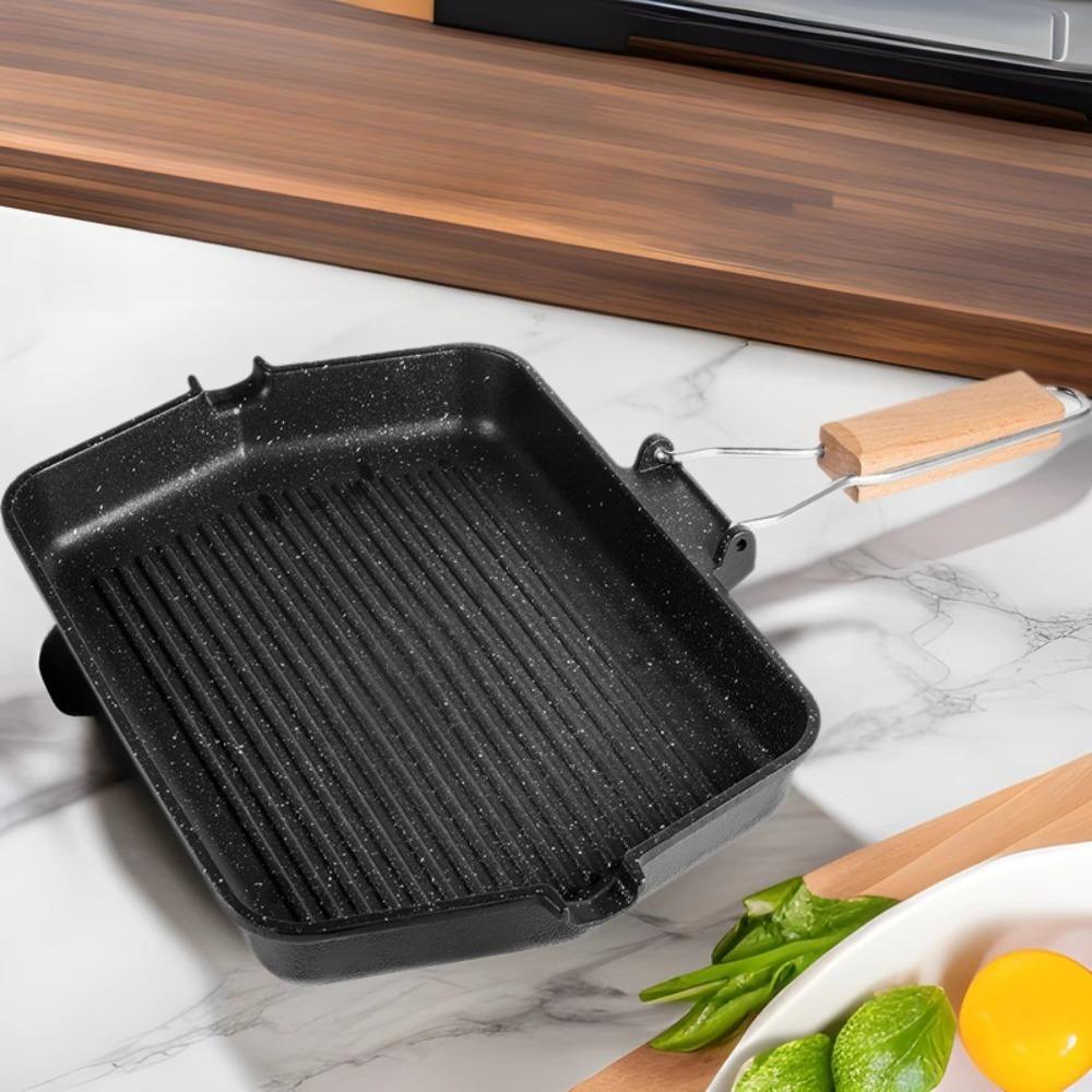 KOSUN Grill Steak Frying Pan Nonstick Outdoor Stove Griddle The Egg Grill Square Pan Non Stick Frying Pans Bbq Roasting Pan