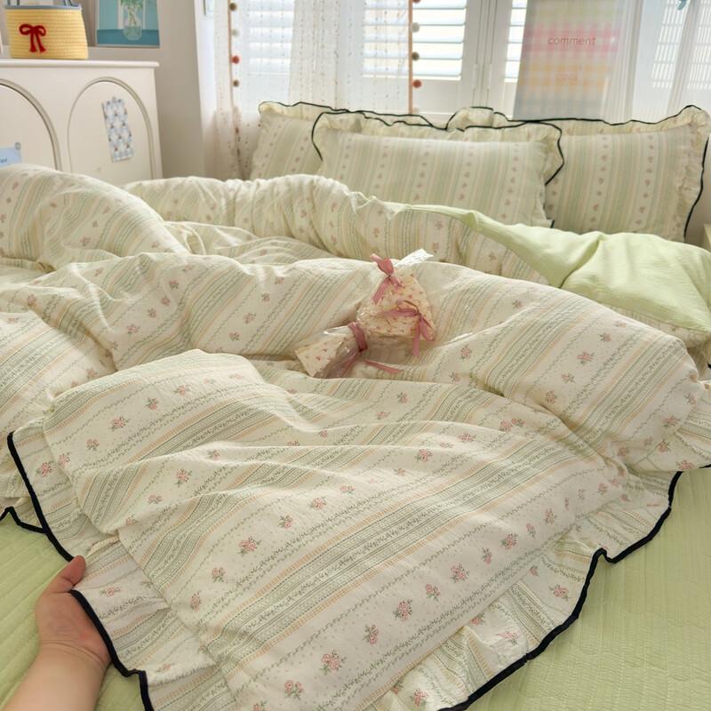 LiLang Crumpled Gauze White Tea Bedding Set