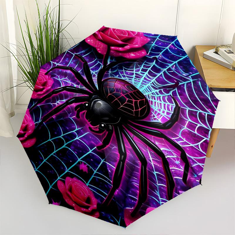 

Spider Web Roses- Automatic Umbrella, Four Seasons Portable Folding Umbrella, Suitable for Men and Women, Travel, Daily Compact Umbrella, Ou