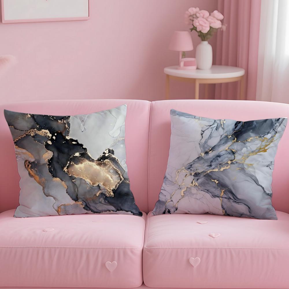 art theme Minimalist Marble Patterned Cushion Cover Soft  EasyWash Pillow Case  Versatile for Couch Bed Travel and Office
