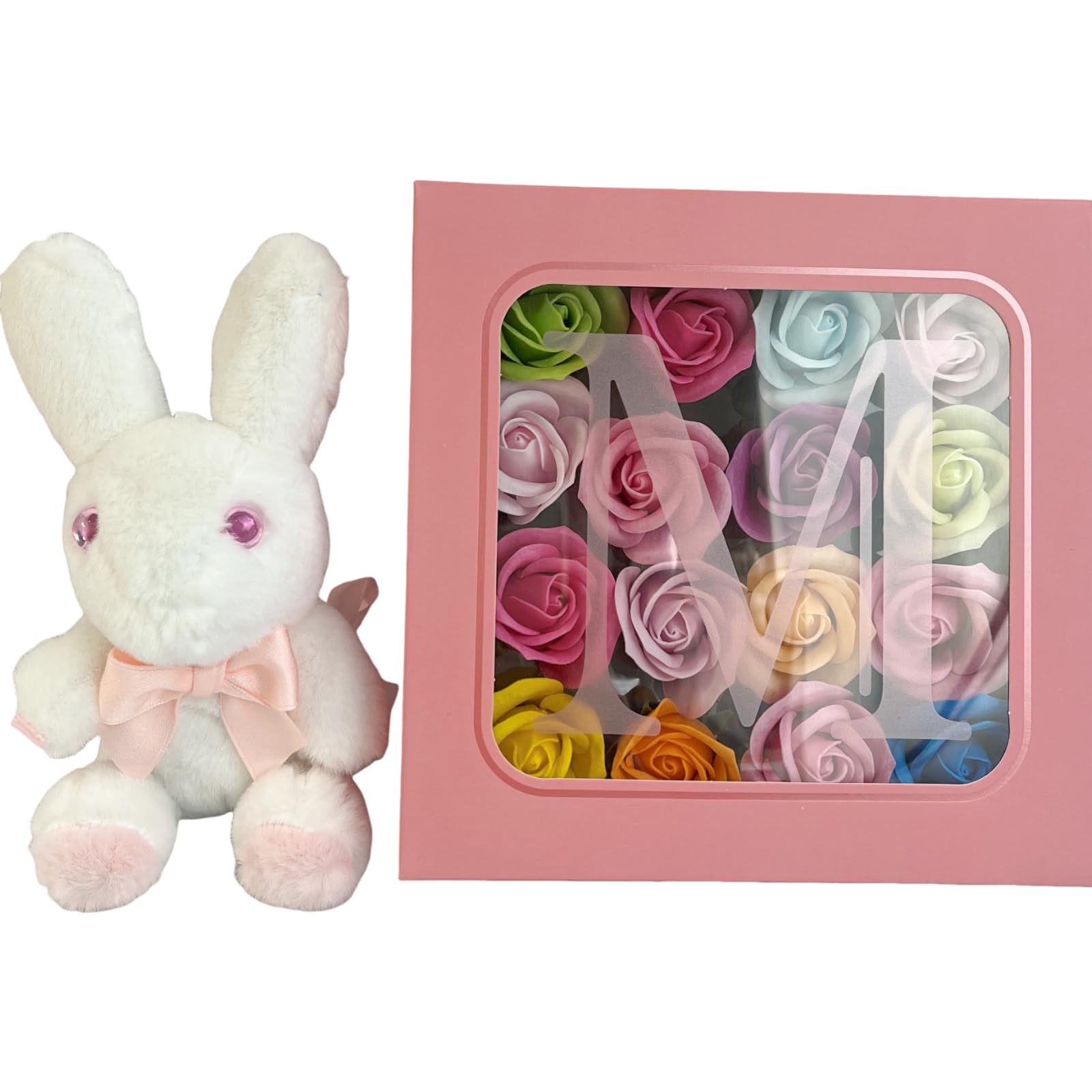 Soap Flower Bath Bath Bath Merci Fresh Gift Present Plush Christmas 838118 Q-FLA Additives, Fragrance, Petal, Box, Rabbit, White, Set, Box, Toy, Gift,