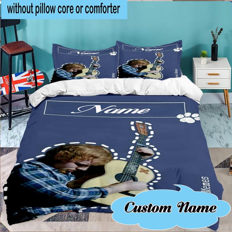 Custom Name Ed Sheeran music Bedding Set 3pcs, Bedding Set Including 1pc Duvet Cover And 2pcs Pillowcases for Bedroom, Dormitory Gift
