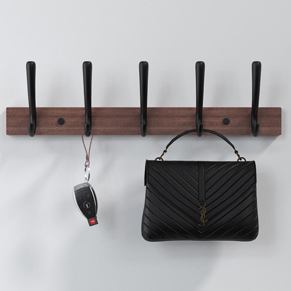 Nástěnný háček z ořechového dřeva Černá Bílá Hliník Creative 3 4 5 Řadové háčky do koupelny Kuchyňská dvířka Dekorativní držák na ručníky na ručníky