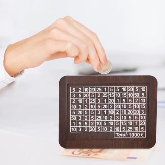 Wooden Money Box with Counter Savings Target And Numbers Money Saver Coin Bank Reusable Cash Vault Savings Box for Kids And Adults Savings Challenge