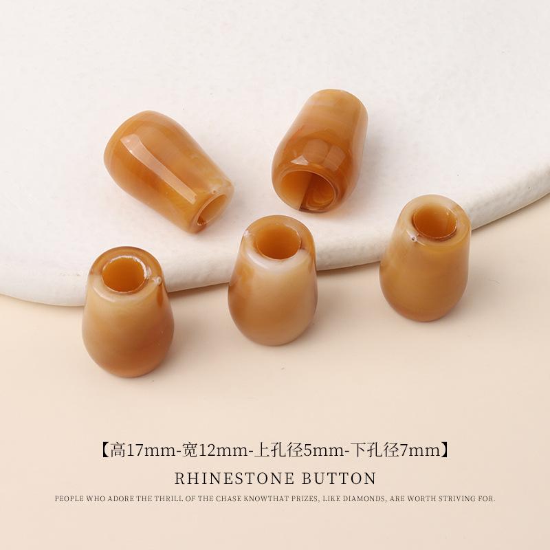 5pcs Acrylic Two-Color Hanging Bell Diy Beaded Bucket Bead Material Large Hole Round Bead Buckle Swimsuit Sweater Pants Drawstring Button